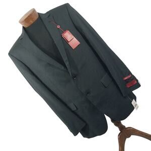 NWT@$239! BOCCACIO UOMO! BLACK W/FINE GRAY PINSTRIPES BLAZER, JACKET! SZ 42R